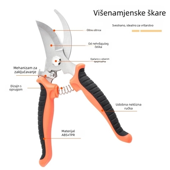 Višenamenske vrtne škare od nehrđajućeg čelika – bonsai škare – 3-djelni set za kućnu upotrebu