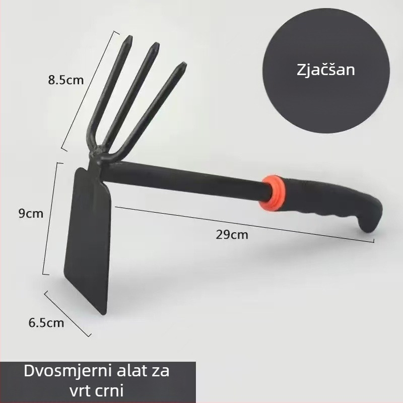 Vrtni alat: dvostruko funkcionalno grabljanje, motika i lopata za sadnju cvijeća, drveća i povrća