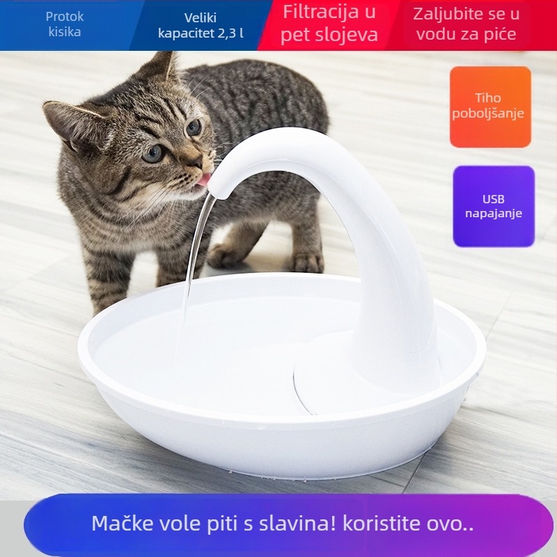 Inteligentni dozator vode za kućne ljubimce s tihim kružnim filtriranjem, velik kapacitet za mačke i pse