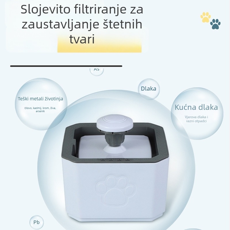 Automatski dispenser za vodu za kućne ljubimce s kružećim fontanom, odvojivi, težina 730 g, pogodan za pse i mačke