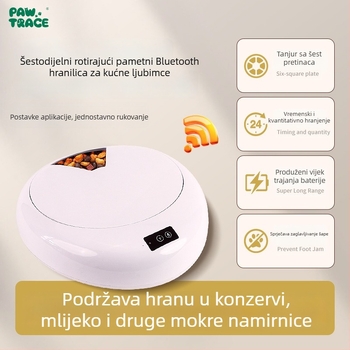 PawTrace pametna automatska hranilica za mačke i pse s upravljanjem putem aplikacije, vremensko hranjenje, kompatibilna s mokrom hranom