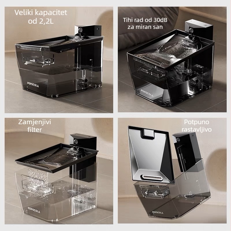 Dispenzer za vodu za kućne ljubimce s automatskom cirkulacijom, bežični, odvojiv, pogodan za pse i mačke, težina 1,5 kg
