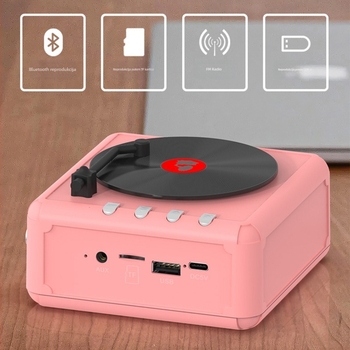 Retro mini bežični Bluetooth zvučnik s TF karticom – 5W, ugrađena baterija 800-1000mAh, Bluetooth 5.2, 60Hz-15kHz