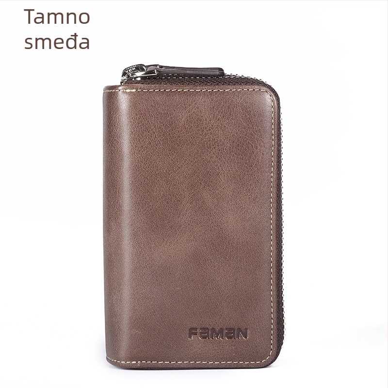 Ključna torbica za muškarce: prava koža, prvi sloj goveđe kože, zaštita od prijevara, gradski stil