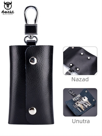 Kapsa za ključeve od prave kože – unisex, jednobojan dizajn, poslovni stil putovanja