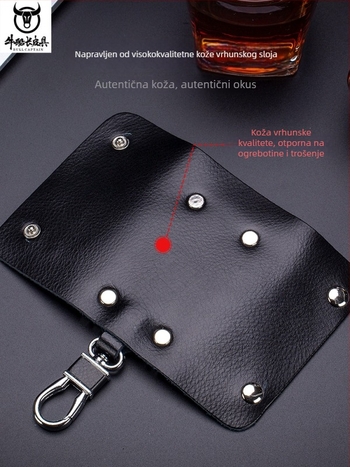 Kapsa za ključeve od prave kože – unisex, jednobojan dizajn, poslovni stil putovanja