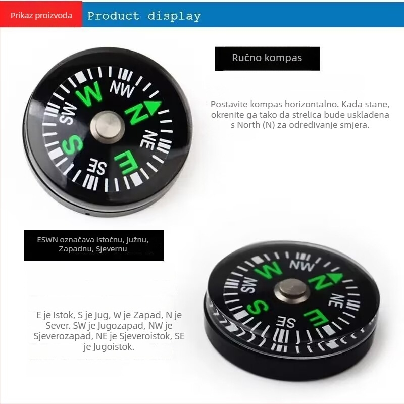 Putni kompas – nehrđajući čelik, funkcija kompas, vodootporan