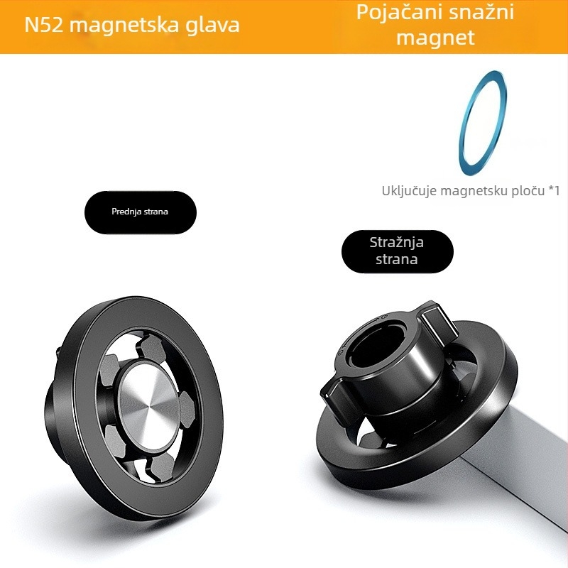 Univerzalni magnetski držač auta s magnetnom usisnom glavom — 17 mm kuglasta glava, plast, brend Smtu