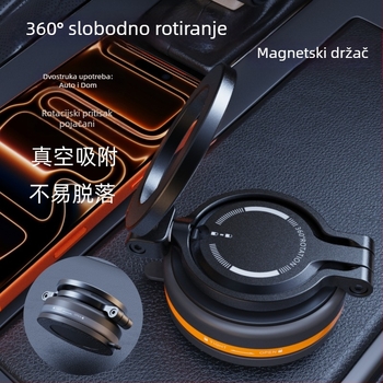 Automobilski magnetski držač za telefon, 360° rotacija, vakuumska čašica, univerzalna kompatibilnost, sklopni teleskopni dizajn