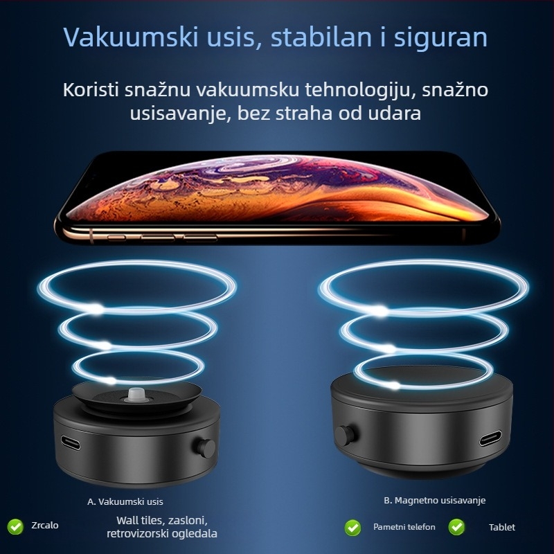 Držač za telefon u automobilu – dvostrani vakuumski držač za punjenje, magnetsko učvršćenje, univerzalni dizajn, mogućnost prilagodbe