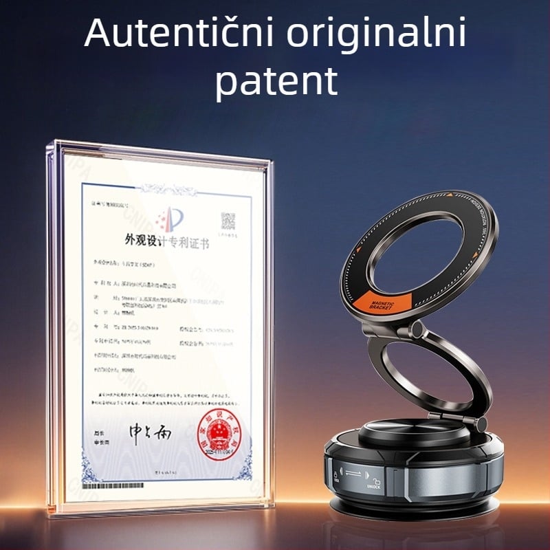 Auto magnetski držač za telefon s rotacijom od 360°, vakuumska prislanja, kompatibilan s prednjim staklom, magnetski držač, bežično punjenje