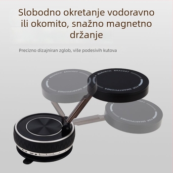 Magnetska držač za telefon u automobilu s vakuum pričvršćivačem, za ploču i središnju konzolu, sklopivi