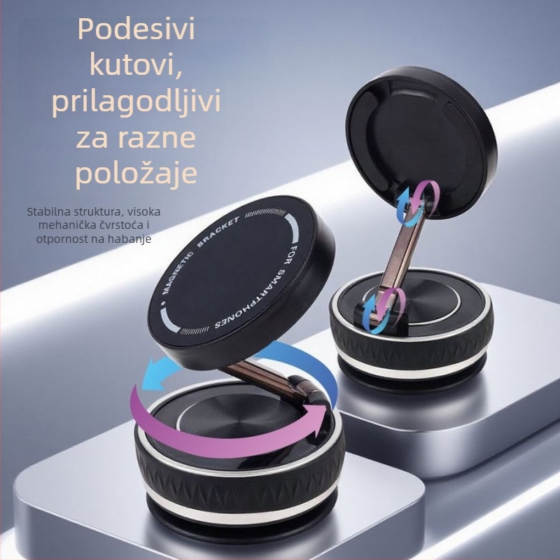 Magnetska držač za telefon u automobilu s vakuum pričvršćivačem, za ploču i središnju konzolu, sklopivi