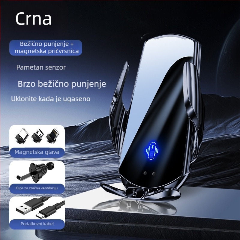 Auto držač za bežično punjenje telefona, držač na ventilaciju, magnetsko pričvršćivanje, električno hvatanje, 15W, kompatibilno s navigacijskim uređajima