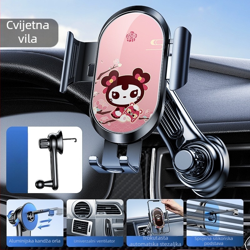 Gravitacijski držač za telefon i navigaciju za auto, pričvršćivanje na usisnu ventilaciju, Snap-On, univerzalna kompatibilnost