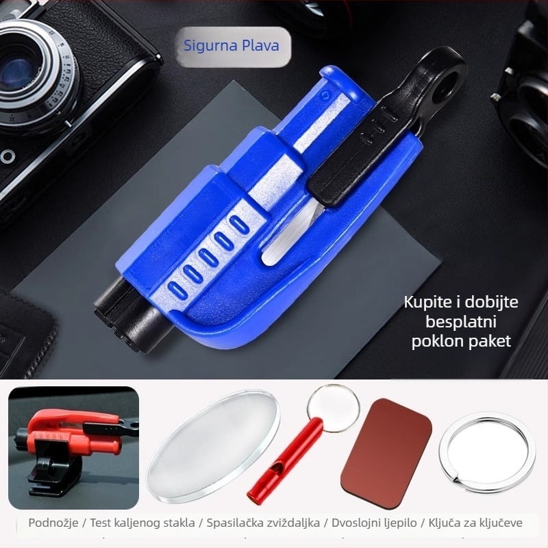 Auto čekić za razbijanje stakla – sigurnosni višenamjenski alat | Marka: Mairichi | Materijal: ABS + volfram čelik | Težina: 0,19 kg | Višenamjenski sigurnosni čekić