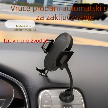 Držač za telefon u auto s dugom teleskopskom šipkom, usisna čašica, automatsko zaključavanje, kompatibilan s prednjim staklom