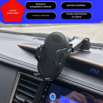Teleskopski držač za telefon u automobilu s automatskim zaključavanjem, univerzalni klip, karbonska vlakna, vakuumska čašica za pričvršćivanje na vjetrobransko staklo