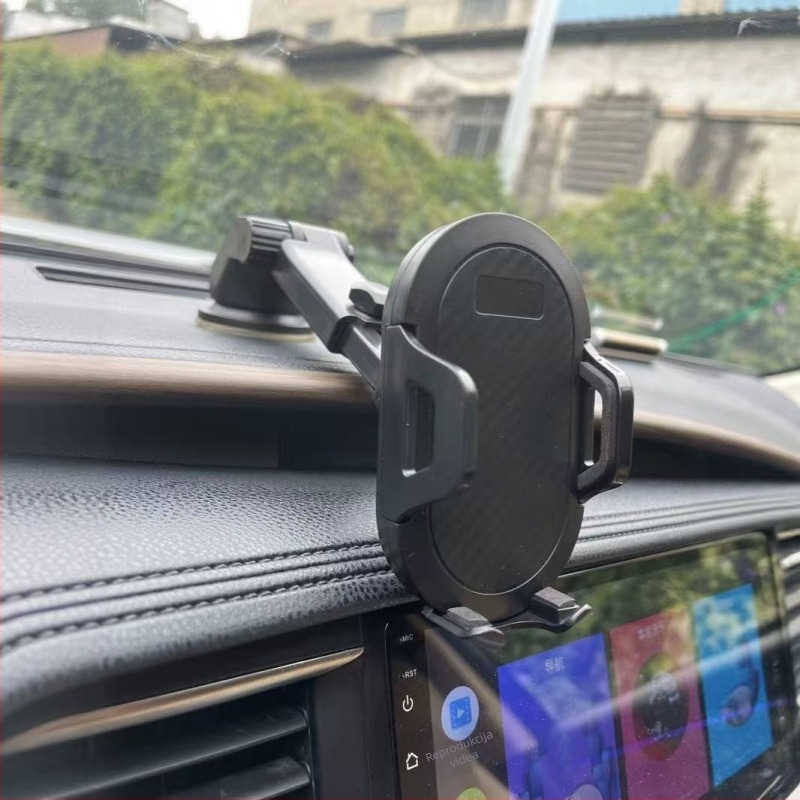 Teleskopski držač za telefon u automobilu s automatskim zaključavanjem, univerzalni klip, karbonska vlakna, vakuumska čašica za pričvršćivanje na vjetrobransko staklo