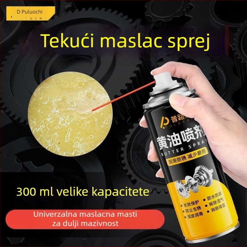 Sprej maziva na bazi maslaca – otporan na visoke temperature, za mehaničko podmazivanje brava vrata, ležajeva i zupčanika