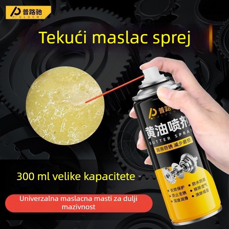 Sprej maziva na bazi maslaca – otporan na visoke temperature, za mehaničko podmazivanje brava vrata, ležajeva i zupčanika