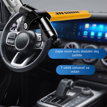 Zaključavanje volana automobila, T-oblik, metal, model BY-1565, univerzalno za vozila, cilindar brave plum