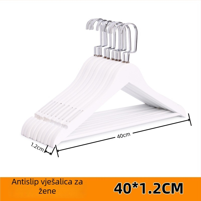 Držač za odjeću od masivnog drveta s plosnatim kukom, žljebljena protuklizna traka, dvostrani nabori, bez ogrebotina – Model CJWMC23