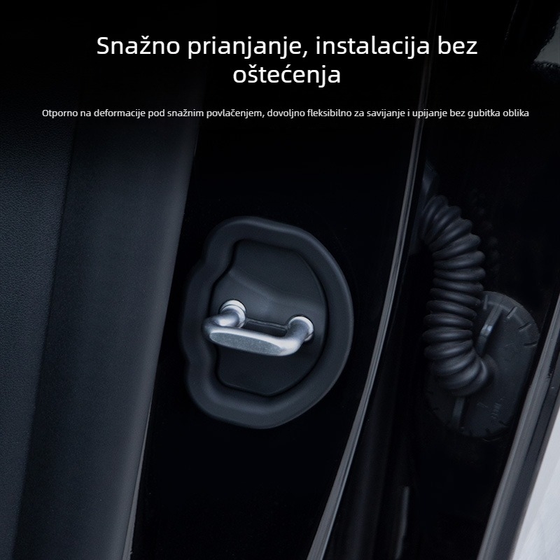 Silikon poklopac zaštite brave vrata za Tesla Model Y, model Silicone 0054, s tiskanim logotipom, prilagodljiv