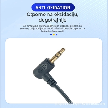 Kabel za mikrofon DSLR s 3,5 mm sučeljem (zlatne kontakte; jezgro od bezoksidnog bakra; TPE kabel; ROHS certificiran)