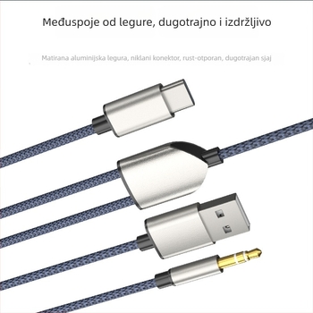 Neutral Type-C audio kabel za punjenje, USB + 3,5 mm automobilski AUX, jezgra: tin-plated bakar, vodič: bez kisika bakar, nikl premaz