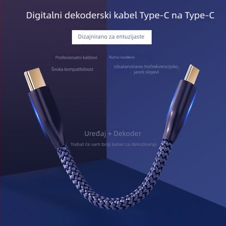 Type-C to Lightning / Type-C dekodirajući audio kabel - najlonsko jezgro, bakar bez kisika, pozlaćeni završeci, za digitalne uređaje