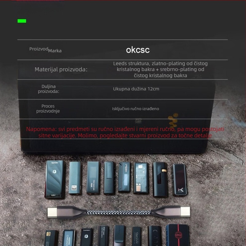 Type-C to Lightning / Type-C dekodirajući audio kabel - najlonsko jezgro, bakar bez kisika, pozlaćeni završeci, za digitalne uređaje