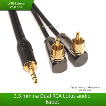 Audio kabel 3,5 mm na 2x RCA, zakrivljeni konektor, zlatni, OFC bakar, Green Special T3030l