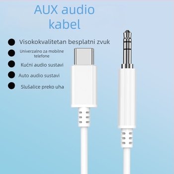 Audio kabel Type-C na DC3.5mm – nikliran, jezgro bakrene žice, PET vodič, kompatibilan s PC