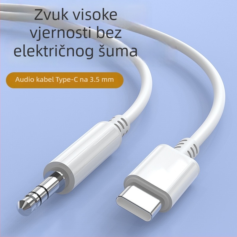 Audio kabel Type-C na DC3.5mm – nikliran, jezgro bakrene žice, PET vodič, kompatibilan s PC