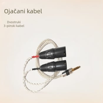 Kabel za balansirani zvuk, 4,4 mm, dvostruki XLR 3-pinski konektori, bakreni vod s premazom od srebra