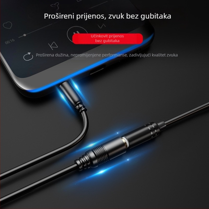 HONGBIAO SM produžni kabel za slušalice, 3,5 mm AUX, najlonsko jezgro, bakreni vodič, srebrna prevlaka, MP3 kompatibilno
