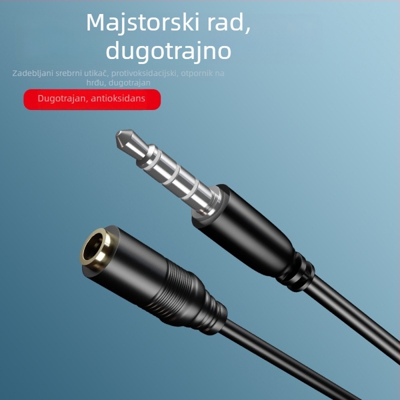 HONGBIAO SM produžni kabel za slušalice, 3,5 mm AUX, najlonsko jezgro, bakreni vodič, srebrna prevlaka, MP3 kompatibilno