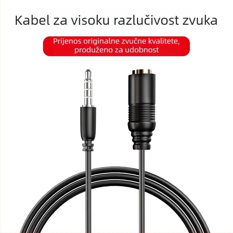 HONGBIAO SM produžni kabel za slušalice, 3,5 mm AUX, najlonsko jezgro, bakreni vodič, srebrna prevlaka, MP3 kompatibilno