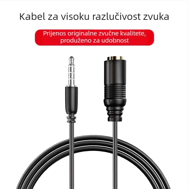 HONGBIAO SM produžni kabel za slušalice, 3,5 mm AUX, najlonsko jezgro, bakreni vodič, srebrna prevlaka, MP3 kompatibilno