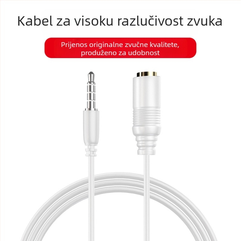 HONGBIAO SM produžni kabel za slušalice, 3,5 mm AUX, najlonsko jezgro, bakreni vodič, srebrna prevlaka, MP3 kompatibilno