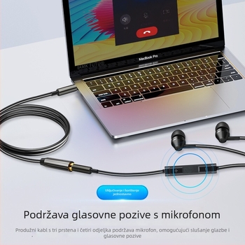 Audio produžni kabel 3,5 mm muški–ženski, 4-žični, za mikrofone i slušalice