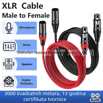 XLR 3-žilni audio kabel, muško-ženski, niklani konektori, bakar bez kisika, RoHS, model F01