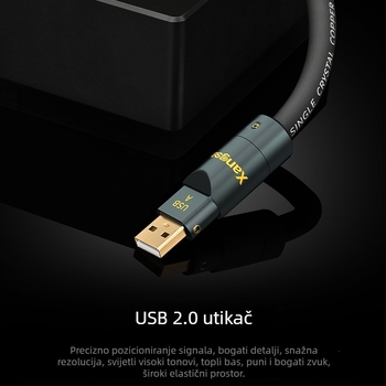 USB audio kabel s monokristalnim bakrom, zlatno obloženo, OTG dekodiranje, četverokutni priključak