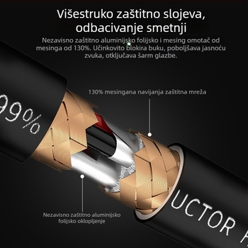 USB audio kabel s monokristalnim bakrom, zlatno obloženo, OTG dekodiranje, četverokutni priključak