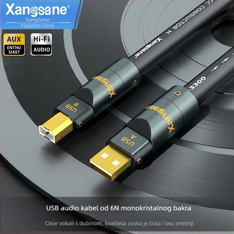 USB audio kabel s monokristalnim bakrom, zlatno obloženo, OTG dekodiranje, četverokutni priključak