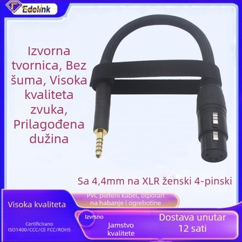 Audio kabel 4,4 mm na XLR ženski, balansiran, jezgro od bakrenog vodnika s tinovanjem, vodiči od čistog bakra, ROHS potvrda