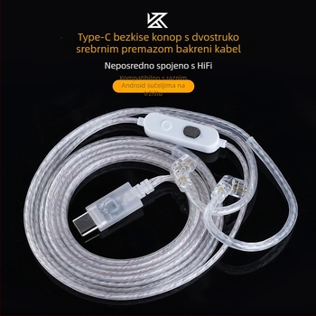 KZ dvostruko paralelni Type-C kabel za slušalice, s OFC bakrenim jezgrom i kontaktima s premazom