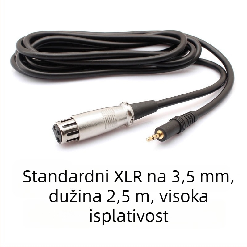 JPMIC kabel za mikrofon XLR samica – 3,5 mm utikač, pozlaćen, jezgro od bakra s cinkovim premazom, za kondenzatorski mikrofon