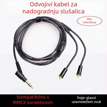 MMCX univerzalni audio kabel za slušalice SE215 SE535 UE900 – pleteni kabel, jezgro od bezoksidnog bakra, PVC izolacija